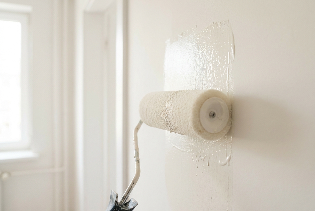 Rouleau appliquant de la peinture sans trace sur un mur